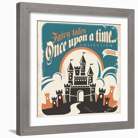 Retro Castle Illustration-Lukeruk-Framed Art Print