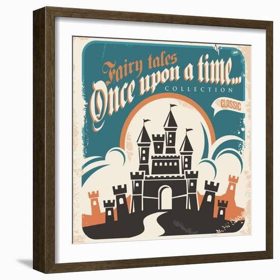 Retro Castle Illustration-Lukeruk-Framed Art Print