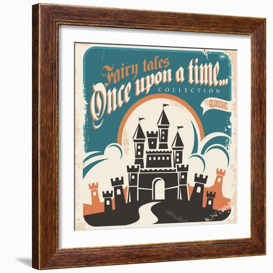 Retro Castle Illustration-Lukeruk-Framed Art Print