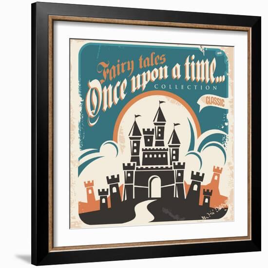 Retro Castle Illustration-Lukeruk-Framed Art Print