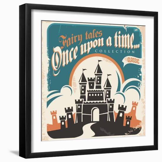 Retro Castle Illustration-Lukeruk-Framed Art Print