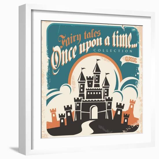 Retro Castle Illustration-Lukeruk-Framed Art Print