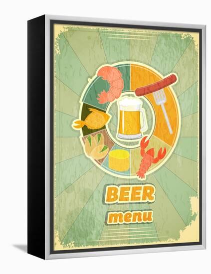 Retro Cover Menu For Beer-elfivetrov-Framed Stretched Canvas