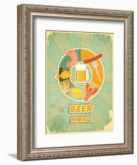 Retro Cover Menu For Beer-elfivetrov-Framed Art Print