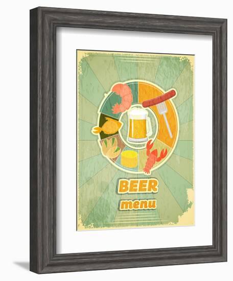 Retro Cover Menu For Beer-elfivetrov-Framed Art Print