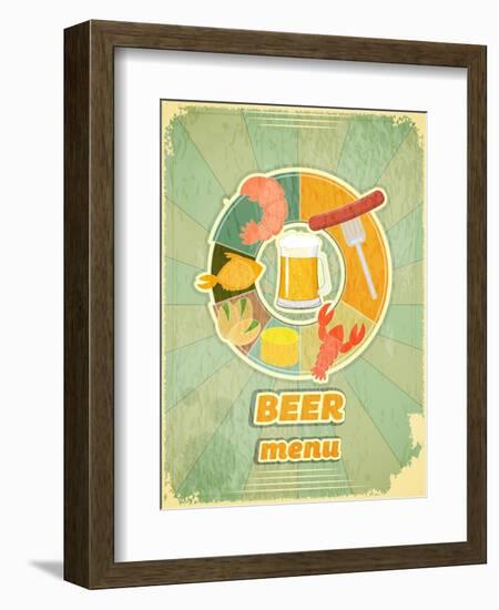 Retro Cover Menu For Beer-elfivetrov-Framed Art Print