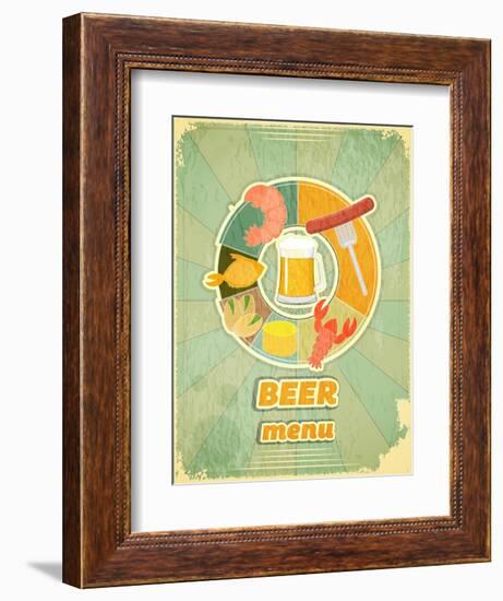 Retro Cover Menu For Beer-elfivetrov-Framed Art Print