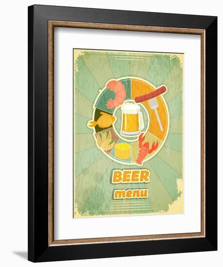 Retro Cover Menu For Beer-elfivetrov-Framed Art Print