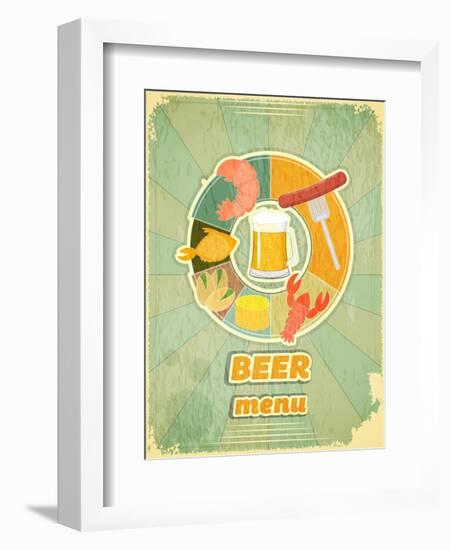 Retro Cover Menu For Beer-elfivetrov-Framed Art Print