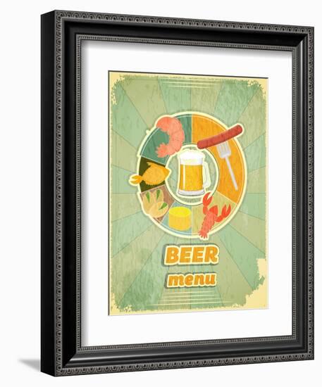 Retro Cover Menu For Beer-elfivetrov-Framed Art Print