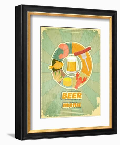 Retro Cover Menu For Beer-elfivetrov-Framed Art Print