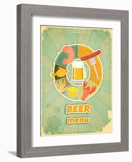 Retro Cover Menu For Beer-elfivetrov-Framed Art Print