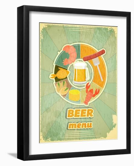 Retro Cover Menu For Beer-elfivetrov-Framed Art Print