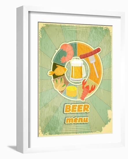 Retro Cover Menu For Beer-elfivetrov-Framed Art Print