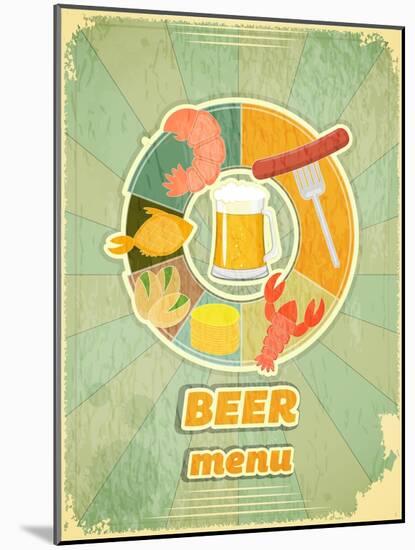 Retro Cover Menu For Beer-elfivetrov-Mounted Art Print