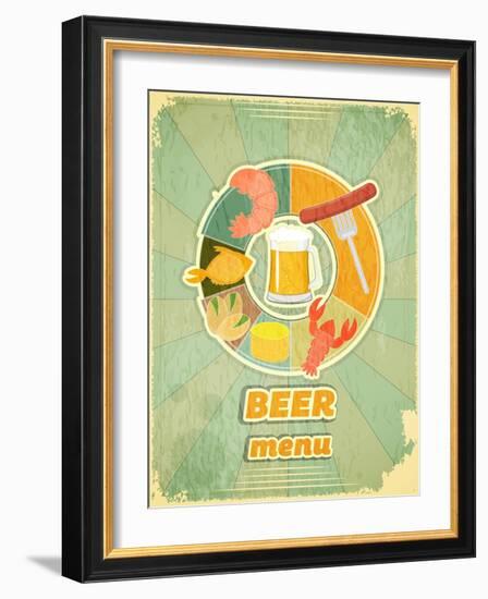Retro Cover Menu For Beer-elfivetrov-Framed Art Print