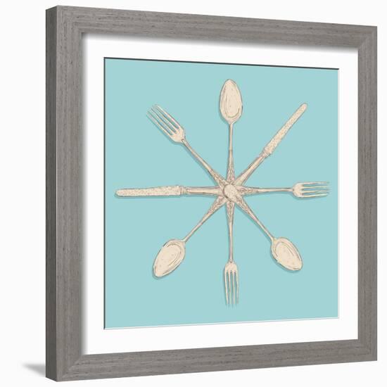 Retro Cutlery-cienpies-Framed Art Print