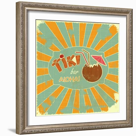 Retro Design Tiki Bar Menu-elfivetrov-Framed Premium Giclee Print