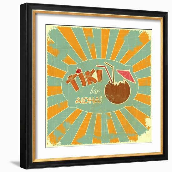 Retro Design Tiki Bar Menu-elfivetrov-Framed Premium Giclee Print