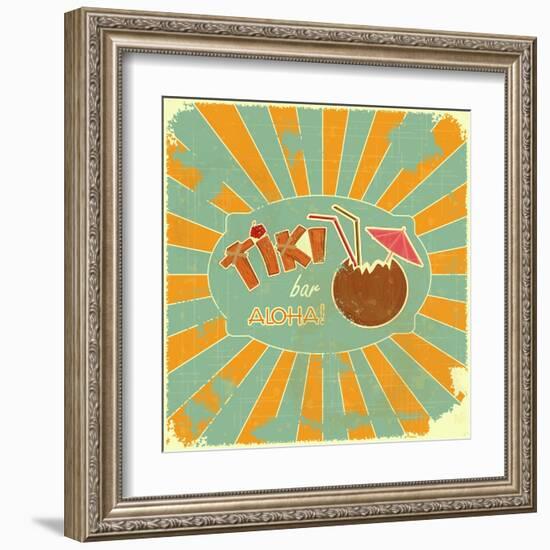 Retro Design Tiki Bar Menu-elfivetrov-Framed Art Print