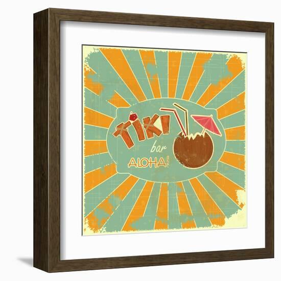 Retro Design Tiki Bar Menu-elfivetrov-Framed Art Print