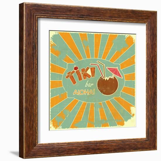 Retro Design Tiki Bar Menu-elfivetrov-Framed Art Print