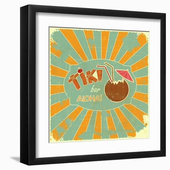 Retro Design Tiki Bar Menu-elfivetrov-Framed Art Print