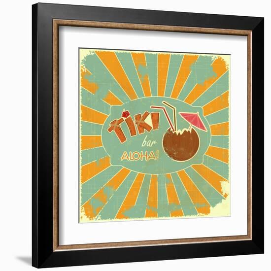 Retro Design Tiki Bar Menu-elfivetrov-Framed Art Print