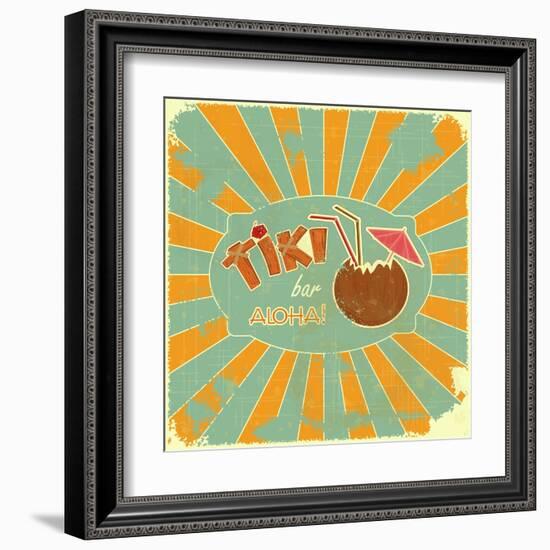 Retro Design Tiki Bar Menu-elfivetrov-Framed Art Print