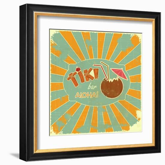 Retro Design Tiki Bar Menu-elfivetrov-Framed Art Print