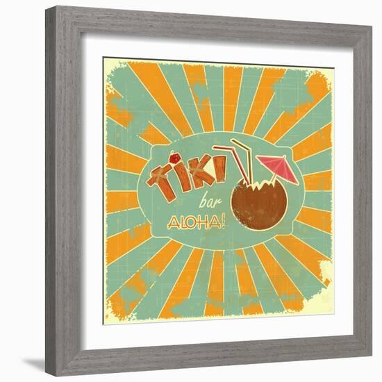 Retro Design Tiki Bar Menu-elfivetrov-Framed Art Print