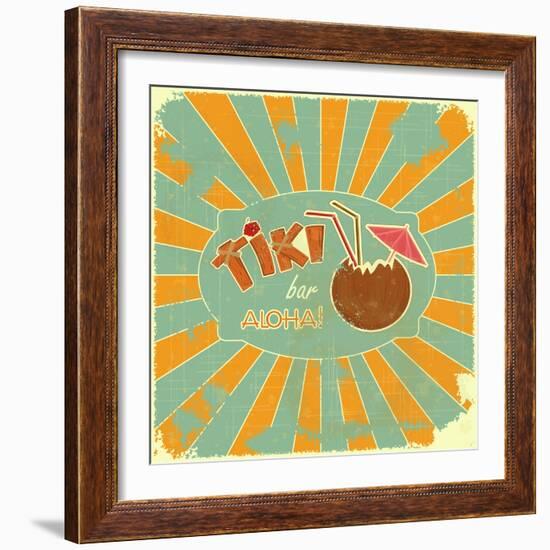 Retro Design Tiki Bar Menu-elfivetrov-Framed Art Print