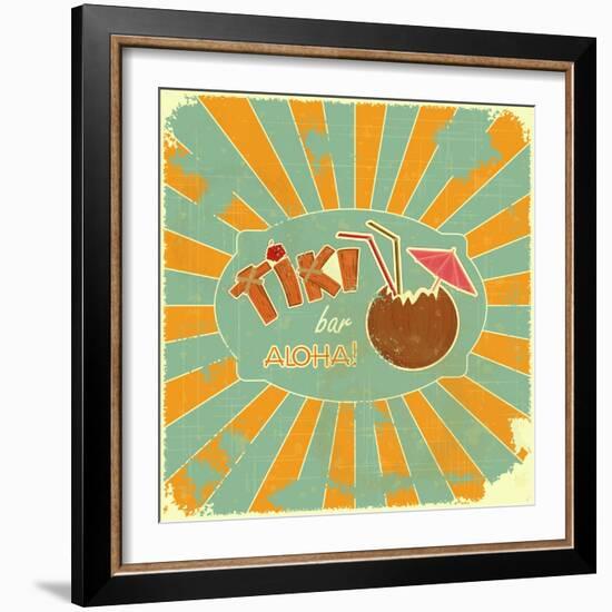 Retro Design Tiki Bar Menu-elfivetrov-Framed Art Print