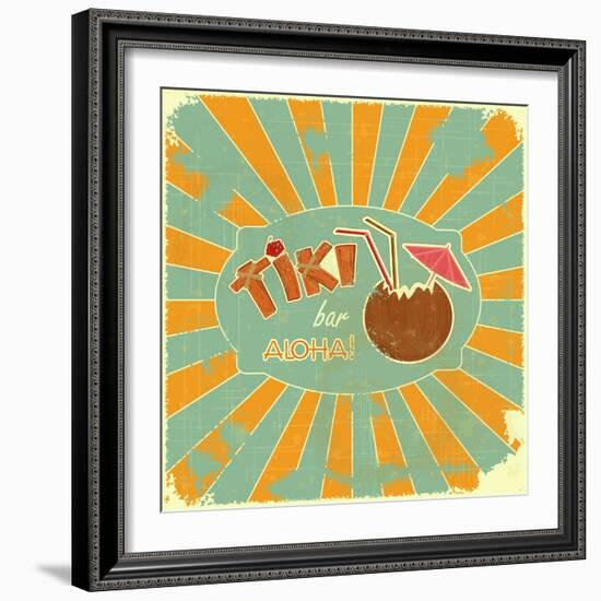 Retro Design Tiki Bar Menu-elfivetrov-Framed Art Print