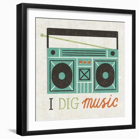 Retro Desktop Boom Box-Michael Mullan-Framed Art Print