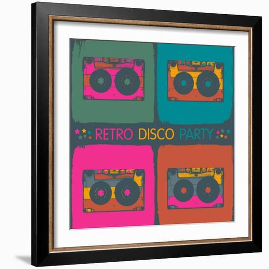 Retro Disco Party Invitation in Pop-Art Style. Raster Version, Vector File Available in Portfolio.-pashabo-Framed Photographic Print