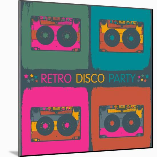 Retro Disco Party Invitation in Pop-Art Style. Raster Version, Vector File Available in Portfolio.-pashabo-Mounted Photographic Print