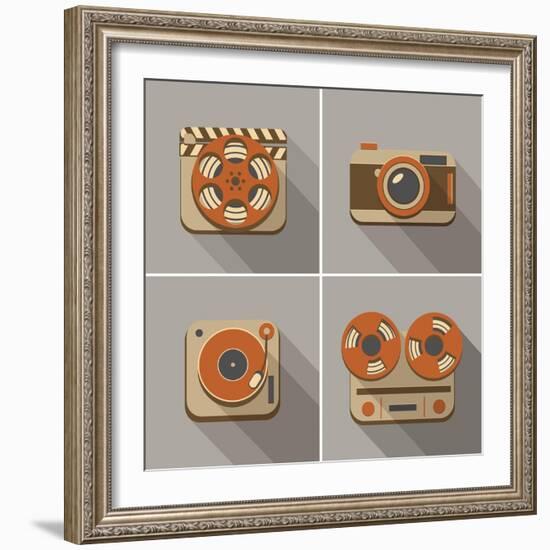 Retro Flat Arts Icon-YasnaTen-Framed Art Print