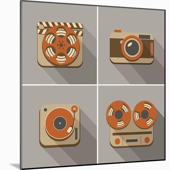 Retro Flat Arts Icon-YasnaTen-Mounted Art Print