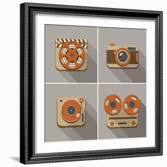 Retro Flat Arts Icon-YasnaTen-Framed Art Print