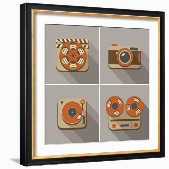 Retro Flat Arts Icon-YasnaTen-Framed Art Print