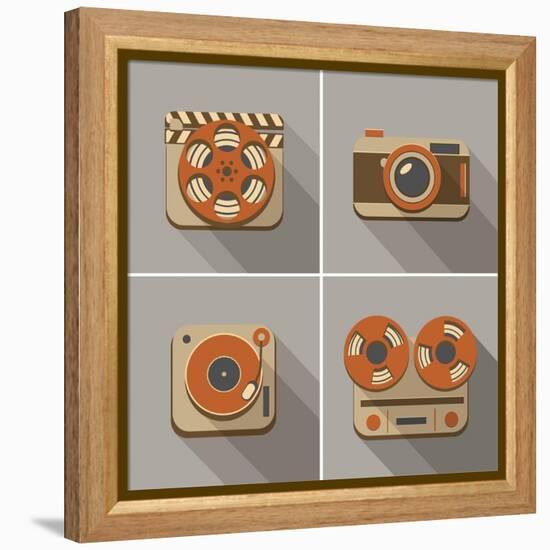 Retro Flat Arts Icon-YasnaTen-Framed Stretched Canvas