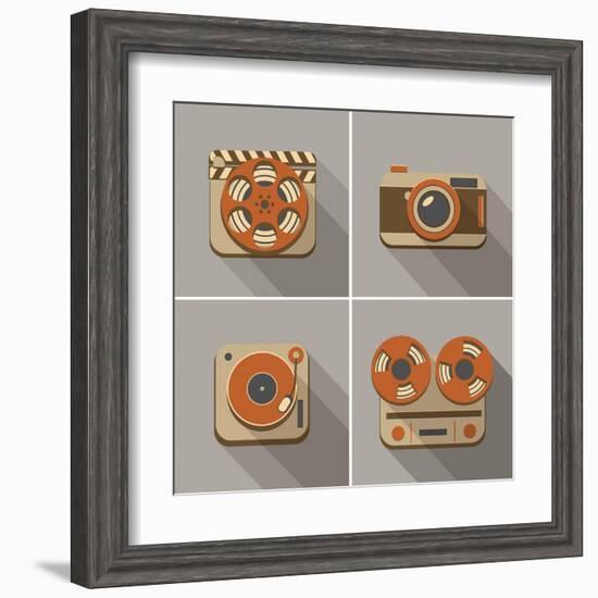 Retro Flat Arts Icon-YasnaTen-Framed Art Print