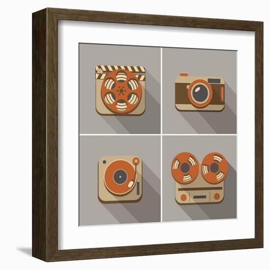 Retro Flat Arts Icon-YasnaTen-Framed Art Print