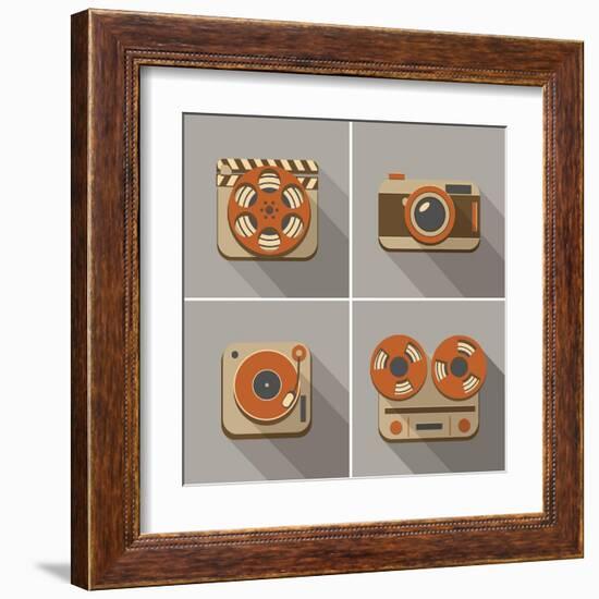 Retro Flat Arts Icon-YasnaTen-Framed Art Print