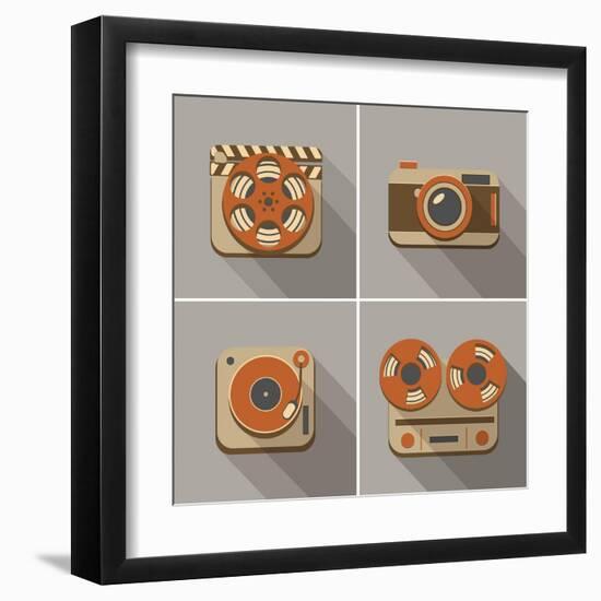 Retro Flat Arts Icon-YasnaTen-Framed Art Print