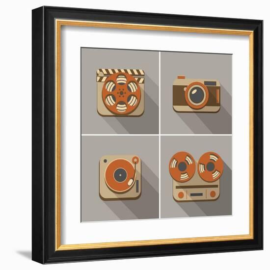 Retro Flat Arts Icon-YasnaTen-Framed Art Print