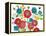 Retro Flowers and Two Bees-Blenda Tyvoll-Framed Stretched Canvas