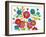 Retro Flowers and Two Bees-Blenda Tyvoll-Framed Art Print