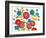 Retro Flowers and Two Bees-Blenda Tyvoll-Framed Art Print